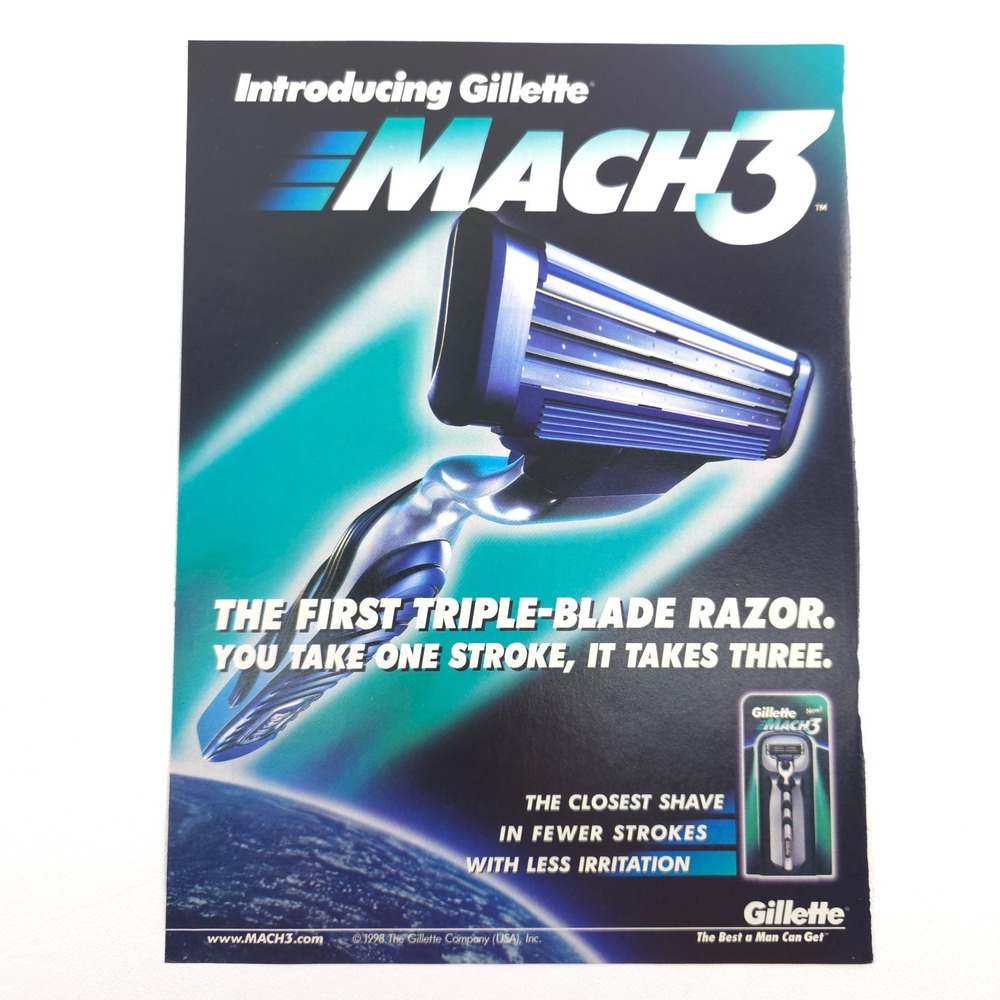 Gillette Mach3 Razor Blue Orbit Concept Car Inspired Print Ad Futuristic 2008